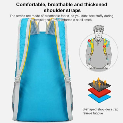 HAWEEL Hiking Backpack Large Capacity For Outdoor Use - foldable blue daypack with breathable padded S-shaped shoulder straps and durable water-resistant fabric