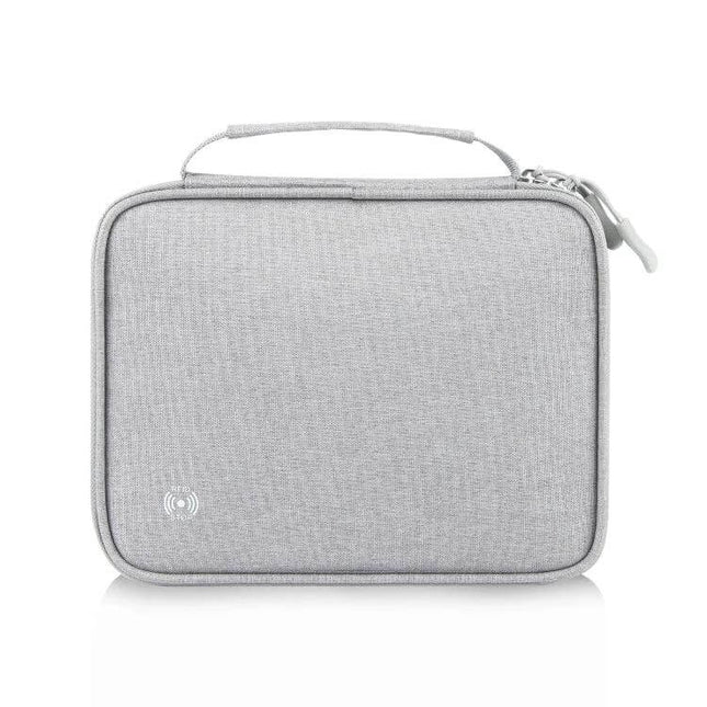 HAWEEL Passport Wallet With Handle For Travel Documents And Cards compact grey travel organizer with handle, zipper and exterior pocket