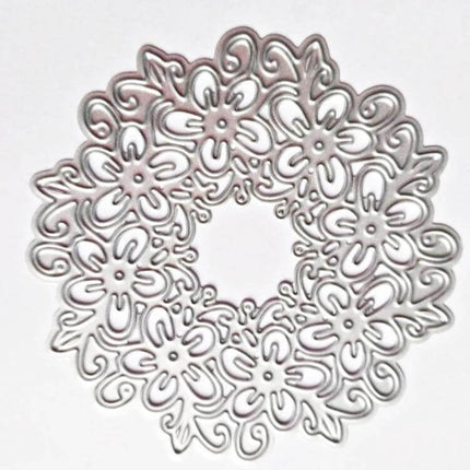 Hollow Garland Die Cut Stencil For Cards And Albums, 8.3x8.3 Cm Wreath - silver carbon steel wreath stencil for cards, albums, embossing and die-cut craftwork