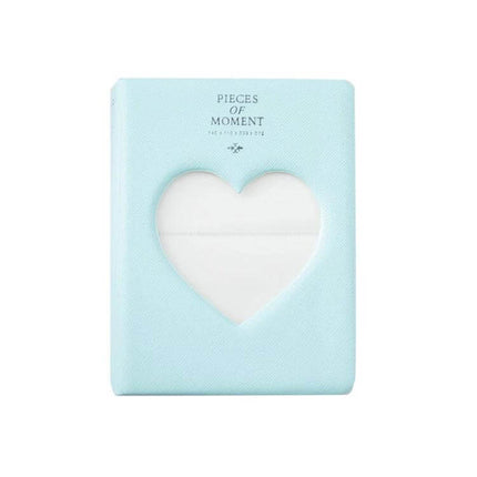 Hollow Heart 64 Pockets Photo Album for Instax Mini Sky Blue - compact sky blue album with hollow heart window, holds 64 Instax Mini photos