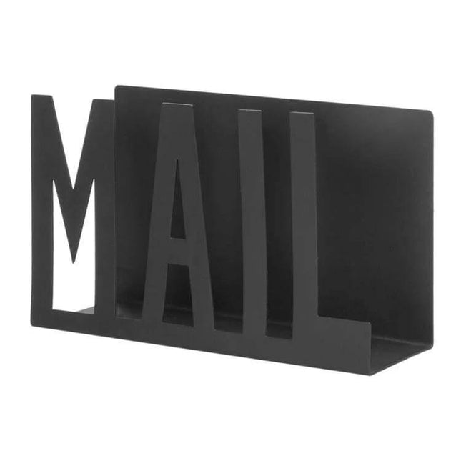 Home Office Metal Mail Envelope Sorting Desktop Organizer Matte Black, matte black iron desktop mail sorter with 'MAIL' cutout, 15x5.5x9.5 cm