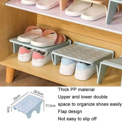 Household Storage Shoes Rack With Double Tray Organizer For Entryway compact thick PP double-level shoe organizer for small entryways