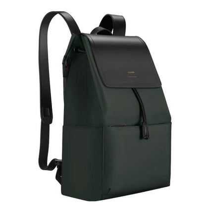 Huawei Style Laptop Backpack For Everyday Use Size L - dark green 15.6" laptop backpack with microfiber leather flap and organized compartments