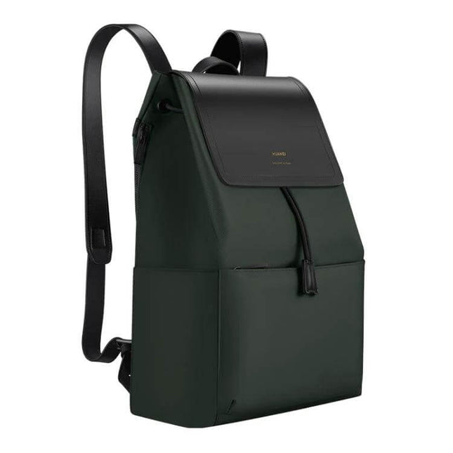 Huawei Style Laptop Backpack For Everyday Use Size L - dark green 15.6" laptop backpack with microfiber leather flap and organized compartments