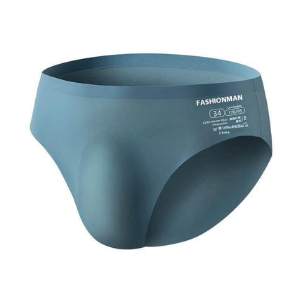 Ice Silk Men's Underwear Summer Seamless Briefs Assorted Colors - lightweight seamless men's brief in blue for summer, breathable smooth edges, sizes XL–4XL