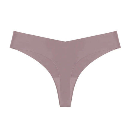 Ice Silk Seamless T Back Panty Nude For Everyday Comfort - nude low-waist seamless T-back panty in breathable, quick-drying nylon ice silk for invisible wear