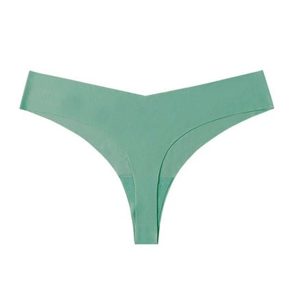 Ice Silk Seamless T Back Panty Nude For Everyday Comfort - nude low-waist T-back, seamless ice silk for invisible wear under fitted skirts and leggings