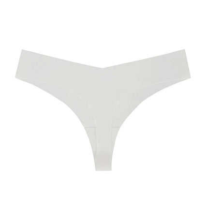 Ice Silk Seamless T Back Panty Nude For Everyday Comfort - low-waist nude T-back panty, seamless nylon ice silk, invisible under fitted skirts and leggings