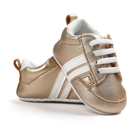 Infant Soft Moccasin Shoes Non Slip Newborn First Walkers - gold soft moccasin with non-slip flexible sole for first steps and nursery photos