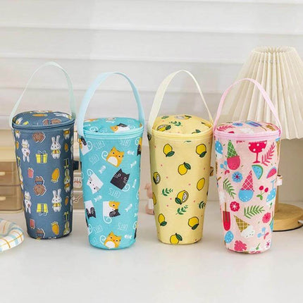 Milk Tea Tote Bag For On The Go Drinks Lemon Design Insulated - yellow lemon insulated cup carrier for milk tea on the go