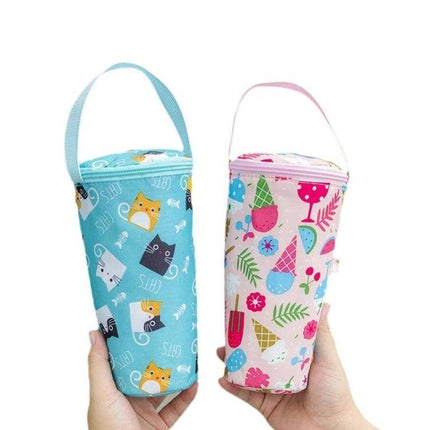 Milk Tea Tote Bag For On The Go Drinks Lemon Design Insulated - insulated lemon-patterned milk tea tote bag for takeaway cups, portable Oxford cloth