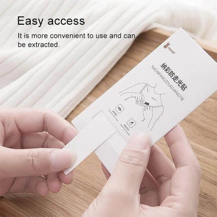 Invisible Anti-Slip Shirt Straps For Secure Wear, 85x18mm - hands peeling clear PET adhesive strip from packaging for preventing bra or camisole strap slip