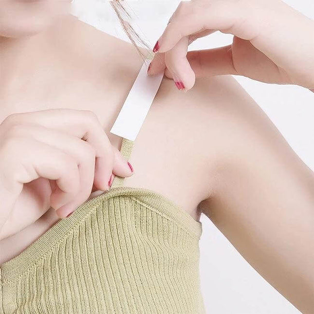 Invisible Anti-Slip Shirt Straps For Secure Wear, 85x18mm - clear PET adhesive strap preventing camisole slipping