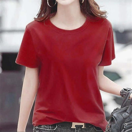 Japanese Style Short Sleeve Printed T Shirt For Summer Students - red Japanese-style short sleeve printed tee, round neck, casual student summer top