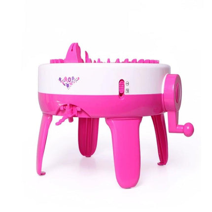 Kids' 40 Needles Knitting Machine Toy For Simple, Creative Crafting - pink children's manual knitting toy with crank for hats and scarves