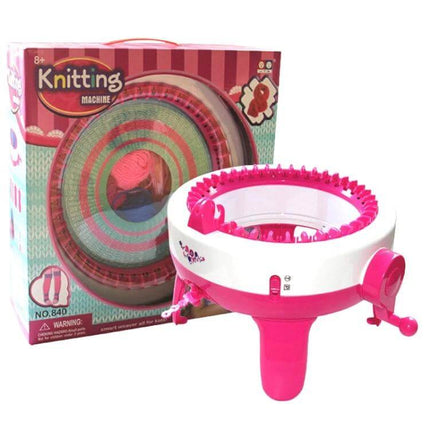 Kids' 40 Needles Knitting Machine Toy For Simple, Creative Crafting - pink children's manual knitting machine with handle and boxed set