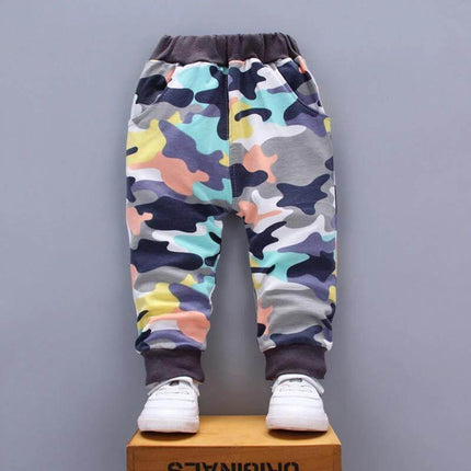 Children's Casual Cotton Sports Pants For Everyday Wear - kids camo cotton joggers with elastic waistband and rubber-band belt