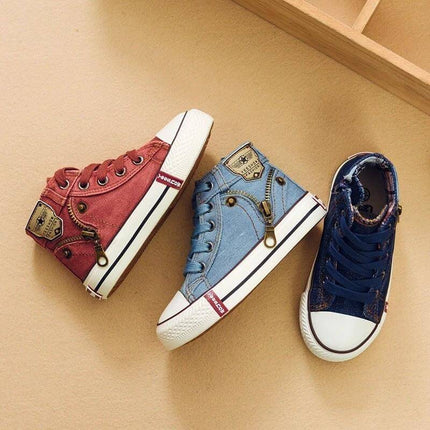 Kids Canvas Casual Sneakers For Boys And Girls Everyday Wear – unisex breathable canvas high-top sneakers for playground, school and outings