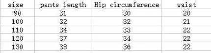 Kids Cotton Casual Pants For Everyday Wear In 4 Colors - kids pants size chart showing length hip circumference and waist measurements