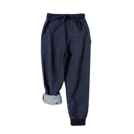 Kids Cotton Knitted Trousers 120-160 cm For Everyday Casual Wear - navy blue cotton knit kids trousers, striped and solid options, sizes 120-160 cm