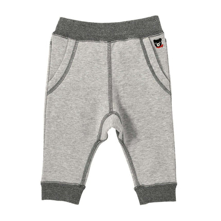 Kids Cotton Trousers Leggings Flower Gray for Everyday Wear - soft 100% cotton kids leggings with gray ribbed waist and cuffs