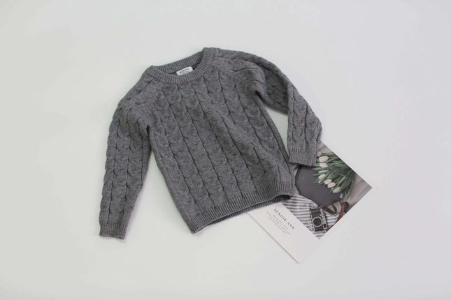 Kids Grey Casual Sweater For Autumn And Winter Wear - slim-fit polyester kids sweater for school and play, cozy layering for cooler seasons