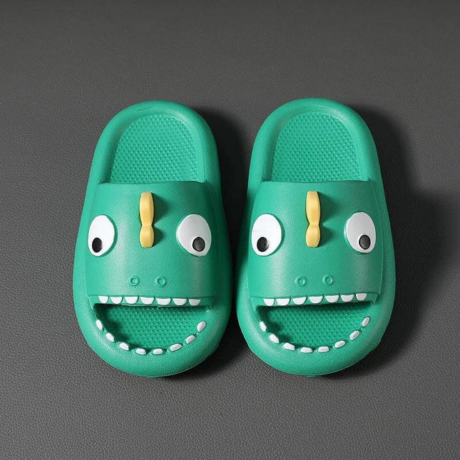 Kids Shark Shower Slippers Non Slip Toddler Bath Shoes lightweight green EVA shark-tooth bath sandals for poolside and shower grip