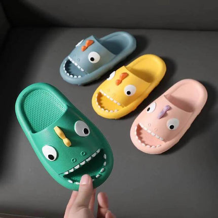 Kids Shark Shower Slippers Non Slip Toddler Bath Shoes - colorful EVA shark-tooth kids bath and pool slippers with textured non-slip sole