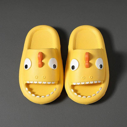 Kids Shark Shower Slippers Non Slip Toddler Bath Shoes – yellow EVA shark-tooth open-back bath slippers with textured non-slip sole for pool and bath