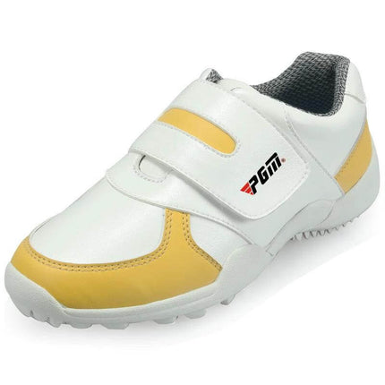 Kids Velcro Breathable Sports Shoes For Boys And Girls For Play white and yellow velcro sneaker with soft microfiber upper and slip-resistant sole