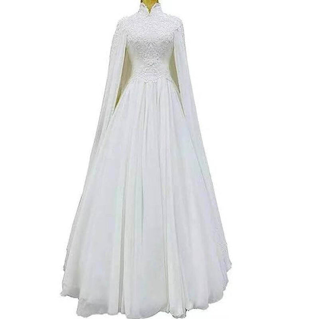 Lace Slim Long Sleeve Fishtail Wedding Dress In Ivory with crochet lace bodice and flowing fishtail skirt, ideal for classic ceremonies and photo shoots