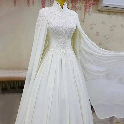 Lace Slim Long Sleeve Fishtail Wedding Dress In Ivory - fitted lace bodice, long sleeves, dramatic fishtail skirt for classic ceremonies