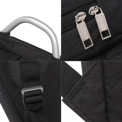 Laptop Backpack Fits 14 Inch And Under Laptops, Everyday Use - close-up of handle, zippers, strap buckle and padded fabric