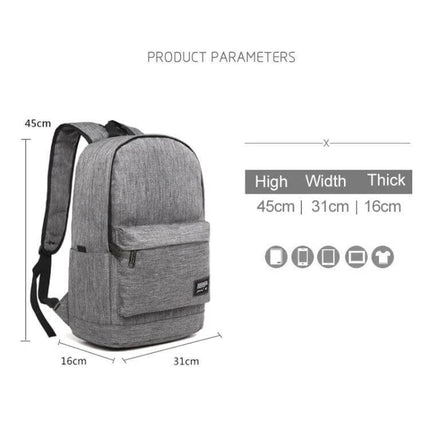 Laptop Backpack For 15.6 Inch And Under Everyday Use gray oxford cloth backpack with USB port, 45x31x16cm, front pocket and side pockets