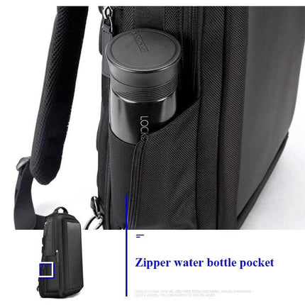Laptop Backpack for Work With Anti-Theft Pocket for Daily Commutes - side zipper water bottle pocket and USB charging port, secure daily commute bag