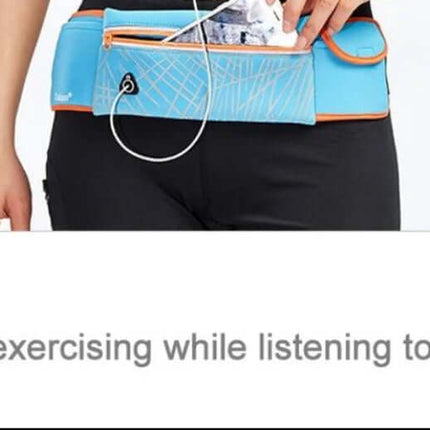 Large Capacity Outdoor Waist Pack for Jogging and Gym worn by runner with phone, water-resistant polyester, hands-free storage for music and keys