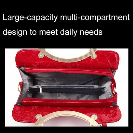 Large Capacity PU Leather Handbag For Everyday Use - red large-capacity multi-compartment purse with polyester-lined interior and zipper pockets