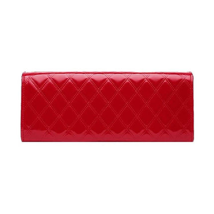 Large Capacity PU Leather Handbag For Everyday Use - red quilted PU leather handbag clutch with polished finish, multiple compartments for essentials