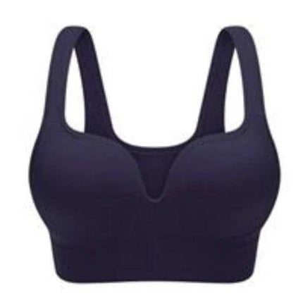 Large Seamless 3D Sports Bra With Cotton Lining, Vest Style - navy seamless 3D vest sports bra with breathable 80% cotton lining for yoga and gym
