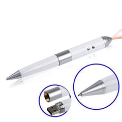Laser Pen USB Flash Drive For Everyday File Storage 4GB - compact white pen-style USB with LED indicator and keychain cap