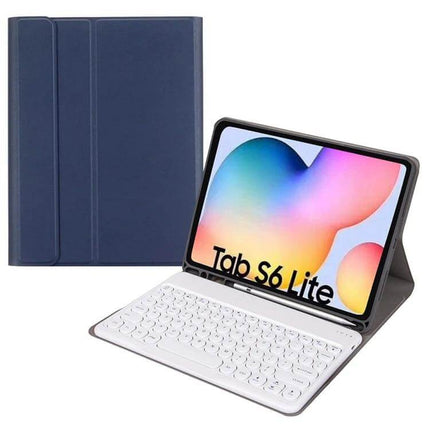 Leather Keyboard Case With Pen Slot For 10.4 Inch Tablet shown with detachable Bluetooth keyboard and folio cover for Samsung Galaxy Tab S6 Lite