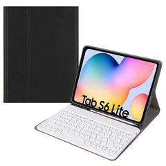 Leather Keyboard Case With Pen Slot For 10.4 Inch Tablet shown with detachable Bluetooth keyboard and pen slot in folio cover