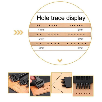 Leather Round Punch Tool Set 4mm-6mm For Hand Sewing - 4/5/6mm hole trace display and ergonomic punches for belts wallets straps
