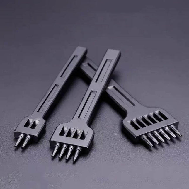 Leather Round Punch Tool Set 4mm-6mm For Hand Sewing - 4mm 5mm 6mm matte finish ergonomic grip leather hole punch set