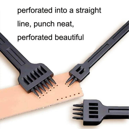 Leather Round Punch Tool Set 4mm-6mm For Hand Sewing - black matte ergonomic punches making neat 4mm 5mm 6mm holes in leather strap
