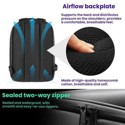LED Illuminated Backpack Waterproof For School And Travel with airflow backplate, breathable honeycomb cotton, sealed two-way waterproof zipper