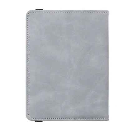 Travel Passport Card Bag With RFID Protection For Everyday Trips - light gray PU leather passport card sleeve with stitched edges