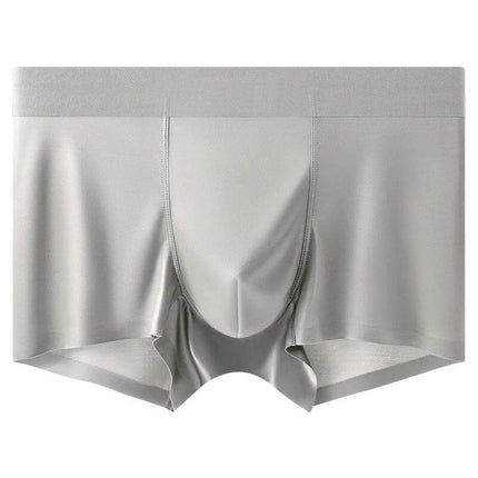 Light-Luxury Satin Silk Antibacterial Men's Boxer Briefs Moonlight Blue seamless satin-like nylon men's boxer briefs shown flat