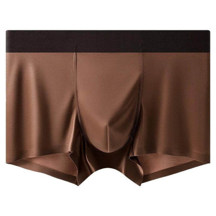 Light-Luxury Satin Silk Antibacterial Men's Boxer Briefs Moonlight Blue - smooth satin-like nylon seamless men's boxer briefs for daily wear