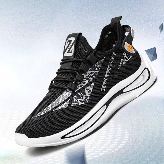 Lightweight Breathable Hiking Sneakers Lace-Up Black - breathable mesh trail sneaker with padded collar for day hikes and urban walks